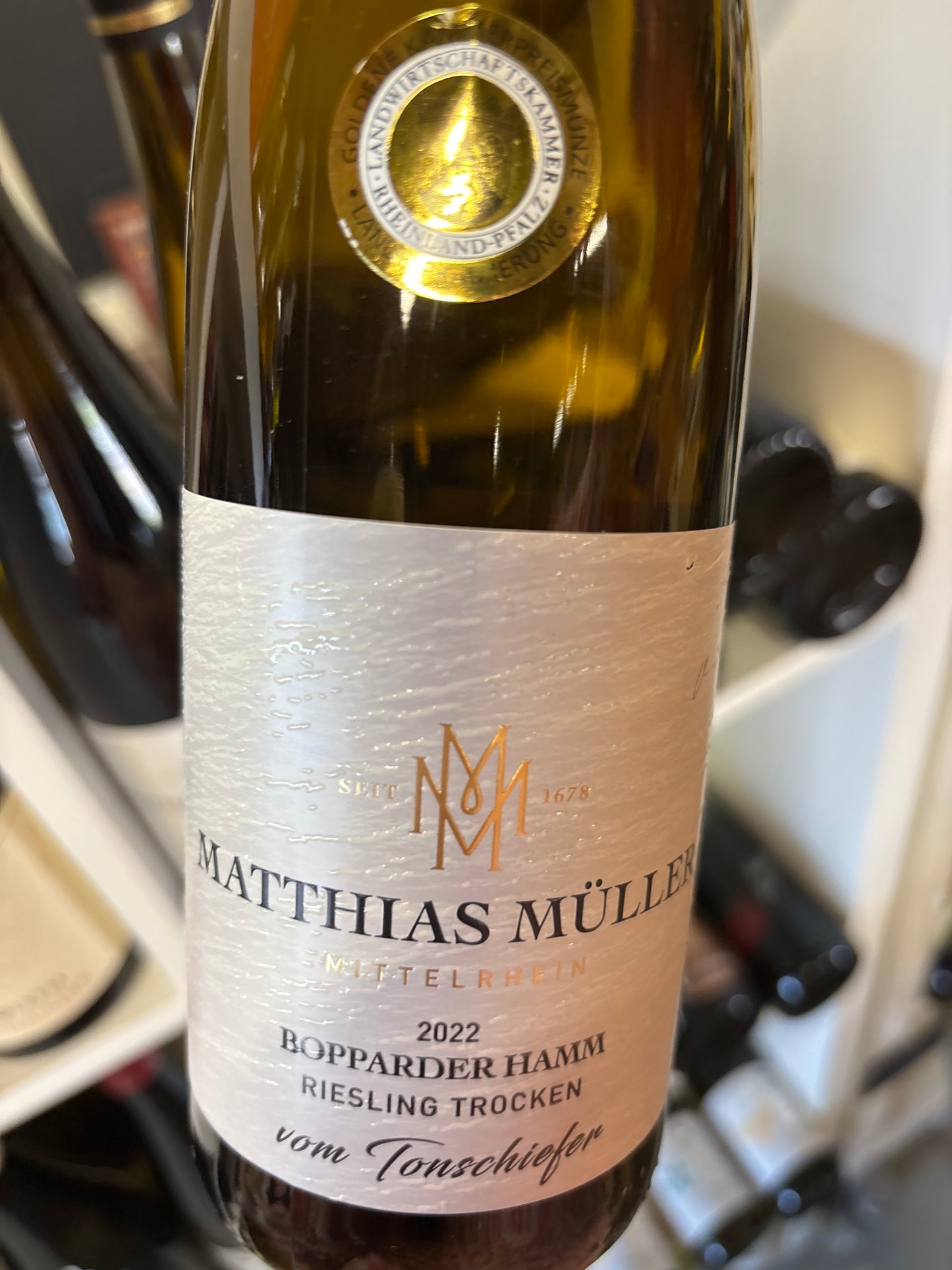 Matthias Muller Bopparder Hamm vom Tonschiefer - Riesling trocken - Mittelrein
