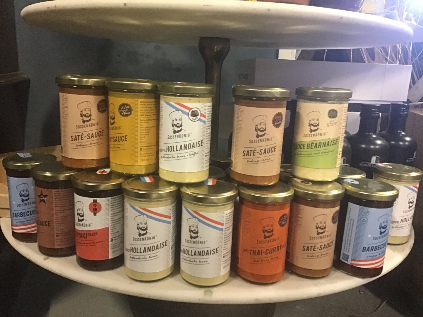 Sauzen/chutney van de Sauzenkoning/Sossenkonig home Made. Geen conserveringsmiddelen