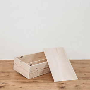 Houten kistje voor 2 flessen (met schuifdeksel)