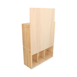 Houten kistje voor 3 flessen (met schuifdeksel)